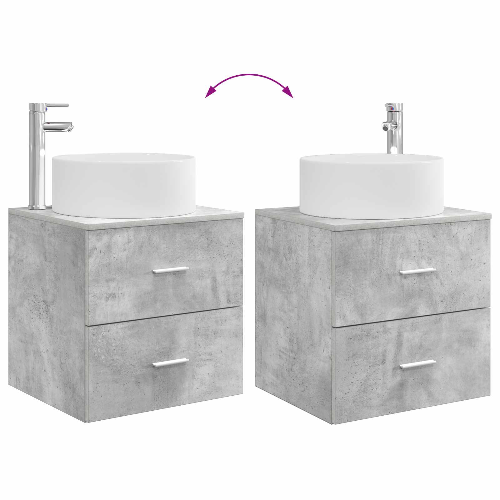 Set di mobili per il bagno 2 pcs Grigio Cemento | homemem39