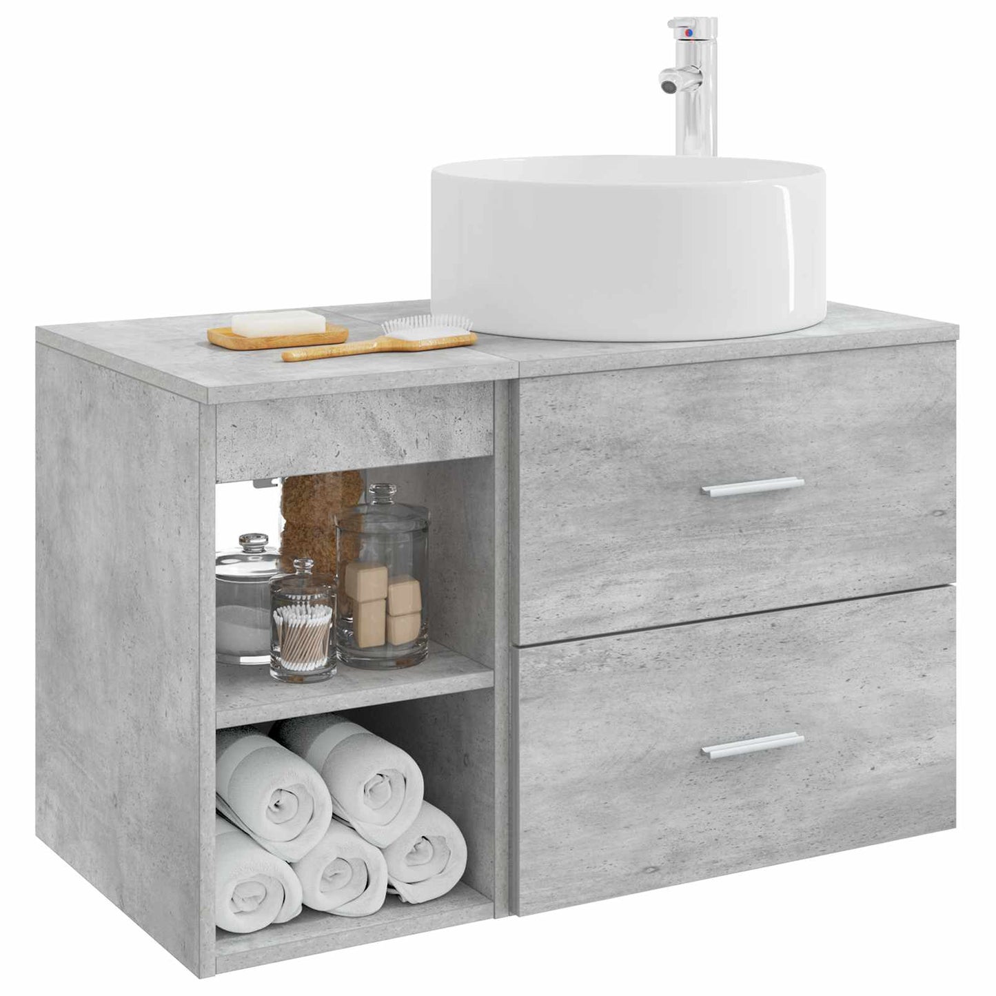 Set di mobili per il bagno 2 pcs Grigio Cemento | homemem39