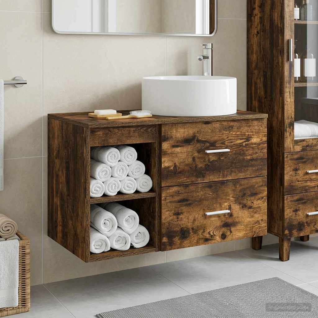 Set di mobili per il bagno 2 pcs Rovere Fumo | homemem39