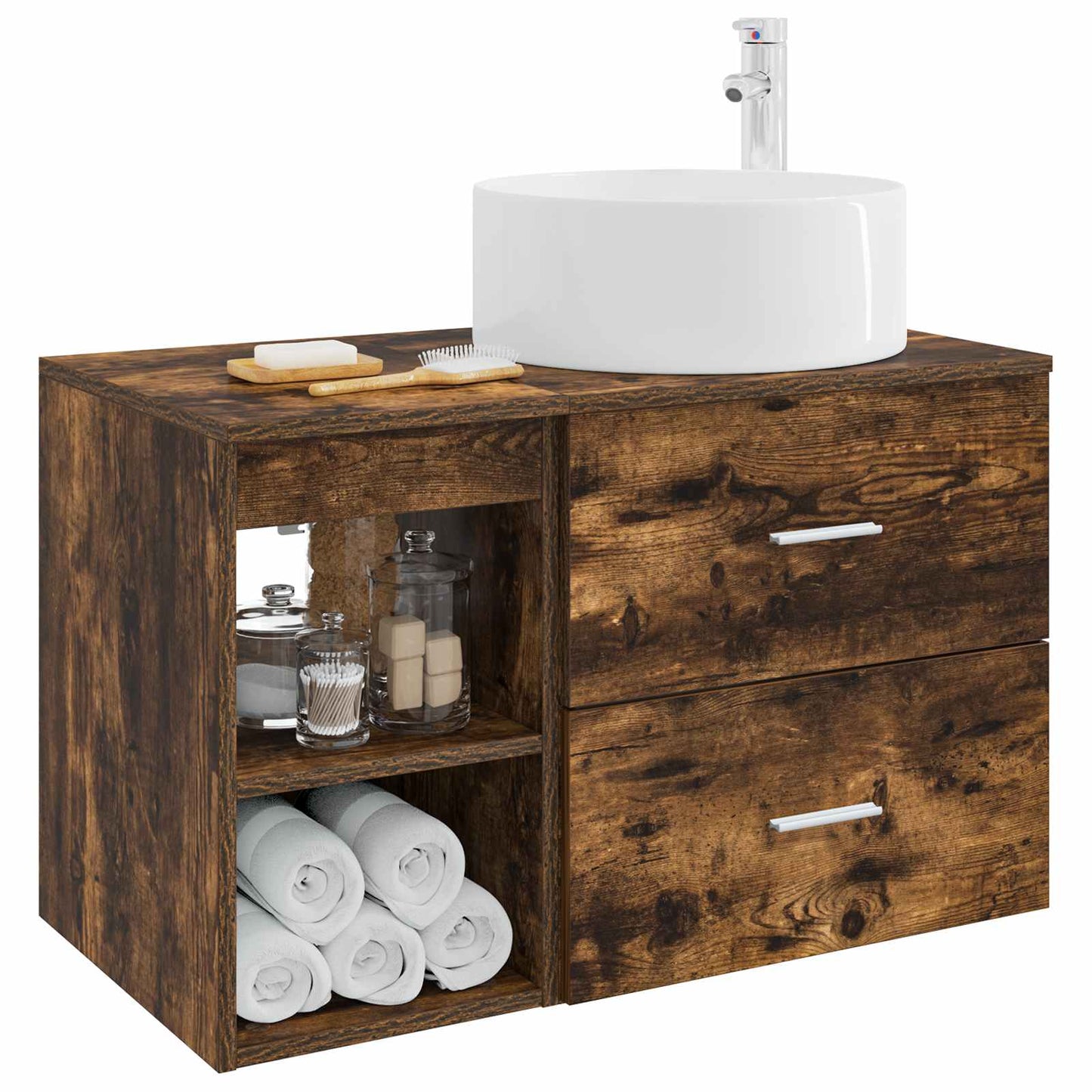 Set di mobili per il bagno 2 pcs Rovere Fumo | homemem39