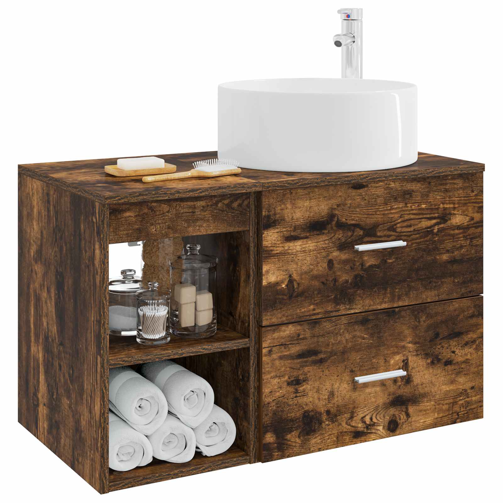 Set di mobili per il bagno 2 pcs Rovere Fumo | homemem39