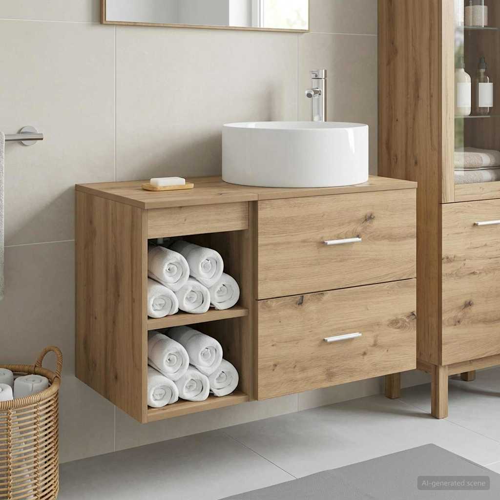 Set di mobili per il bagno 2 pz Rovere Artigianale | homemem39