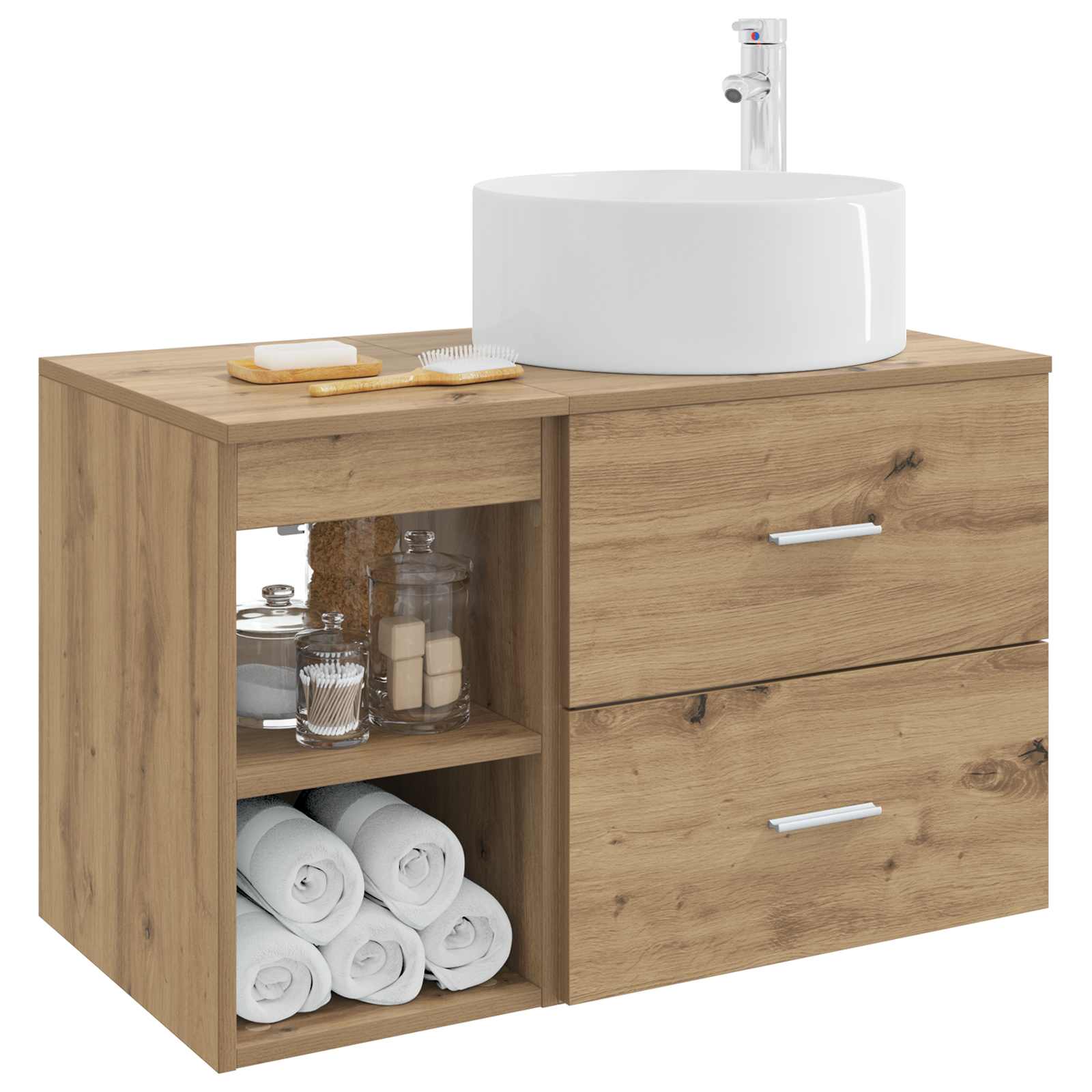 Set di mobili per il bagno 2 pz Rovere Artigianale | homemem39