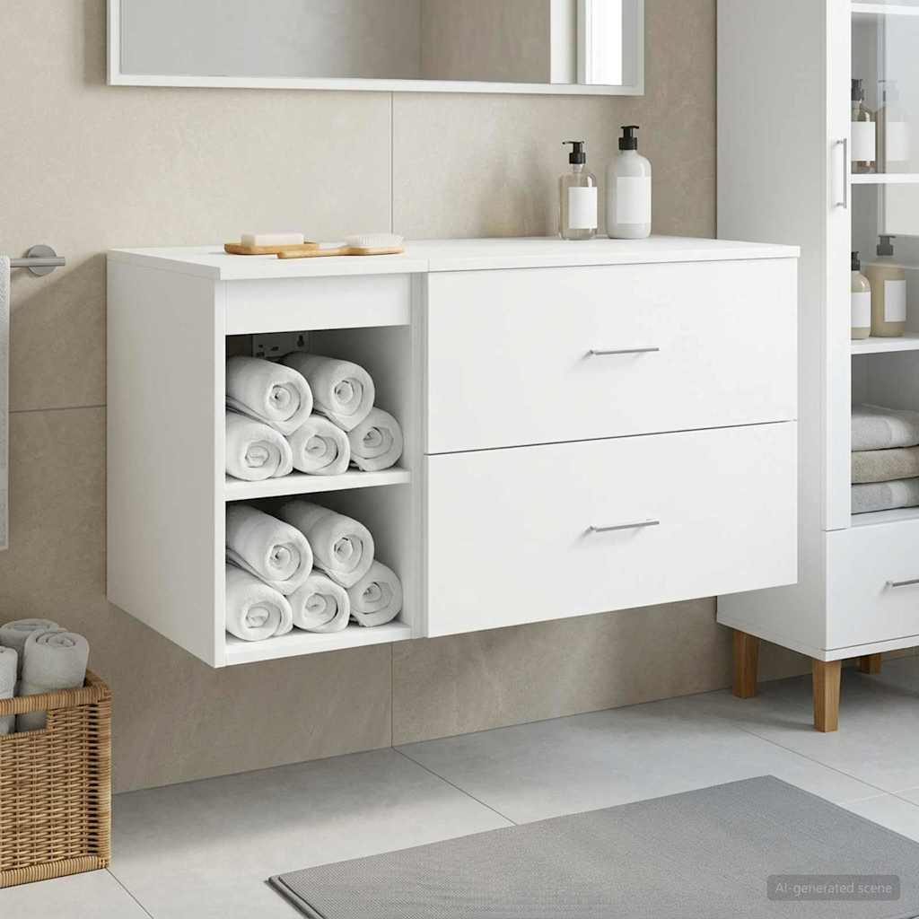 Set di mobili per il bagno 2 pcs Bianco Legno ingegnerizzato | homemem39
