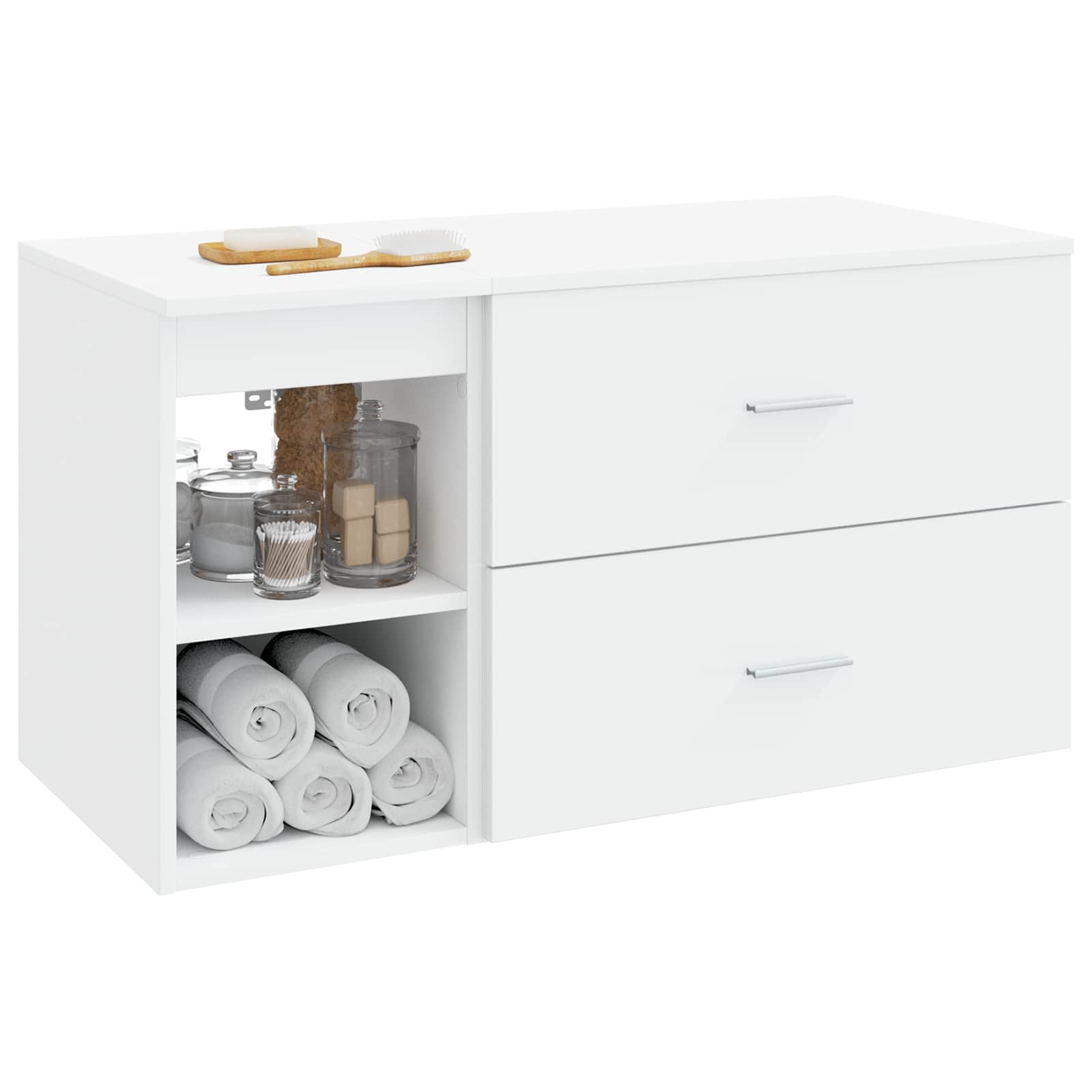Set di mobili per il bagno 2 pcs Bianco Legno ingegnerizzato | homemem39