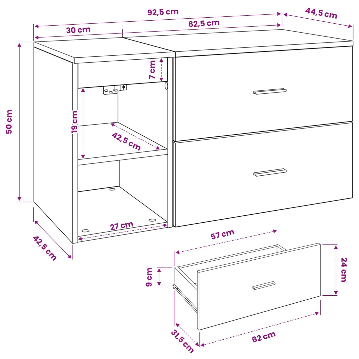 Set di mobili per il bagno 2 pcs Rovere Sonoma | homemem39