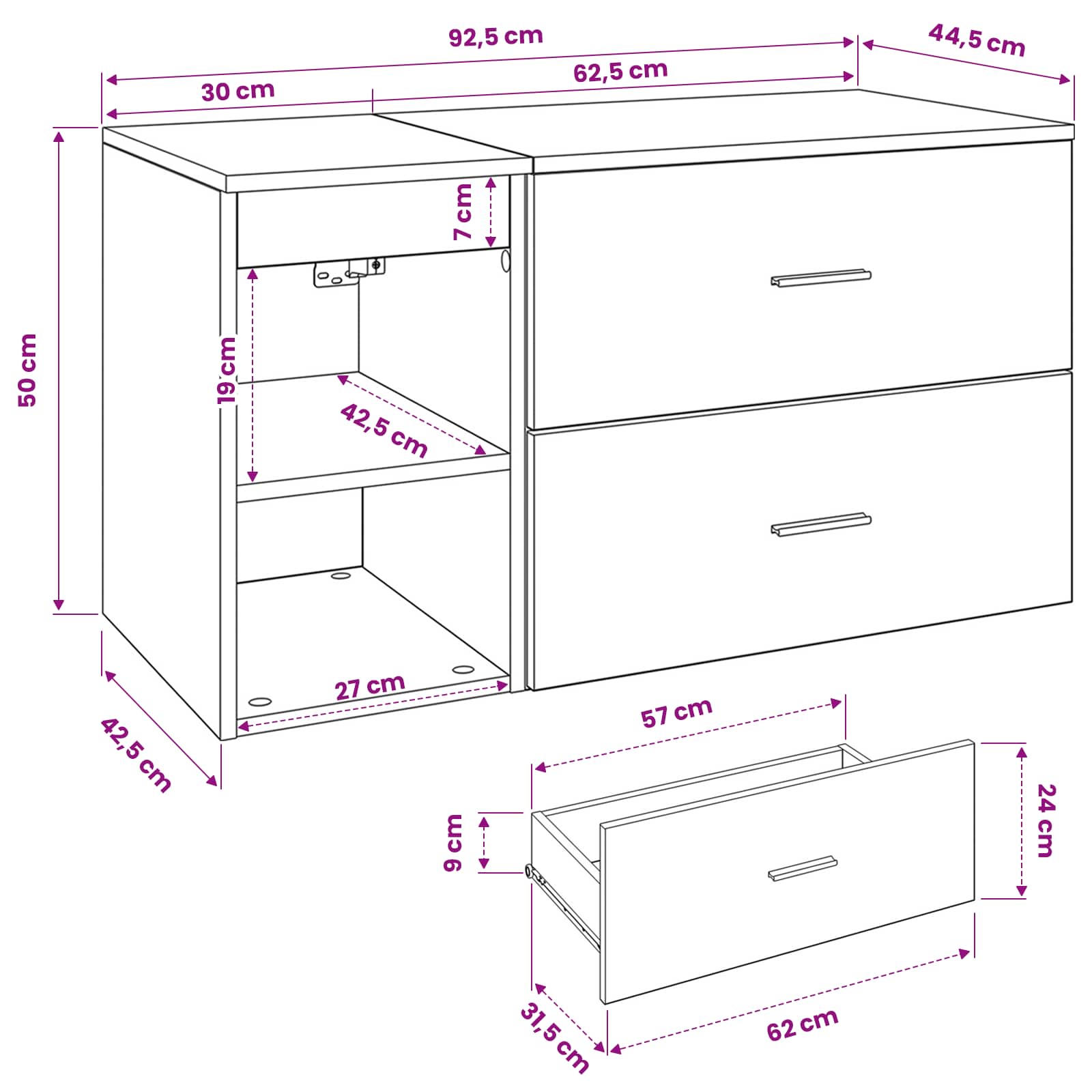 Set di mobili per il bagno 2 pcs Rovere Sonoma | homemem39