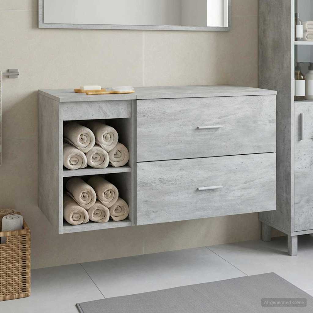 Set di mobili per il bagno 2 pz Grigio Cemento
