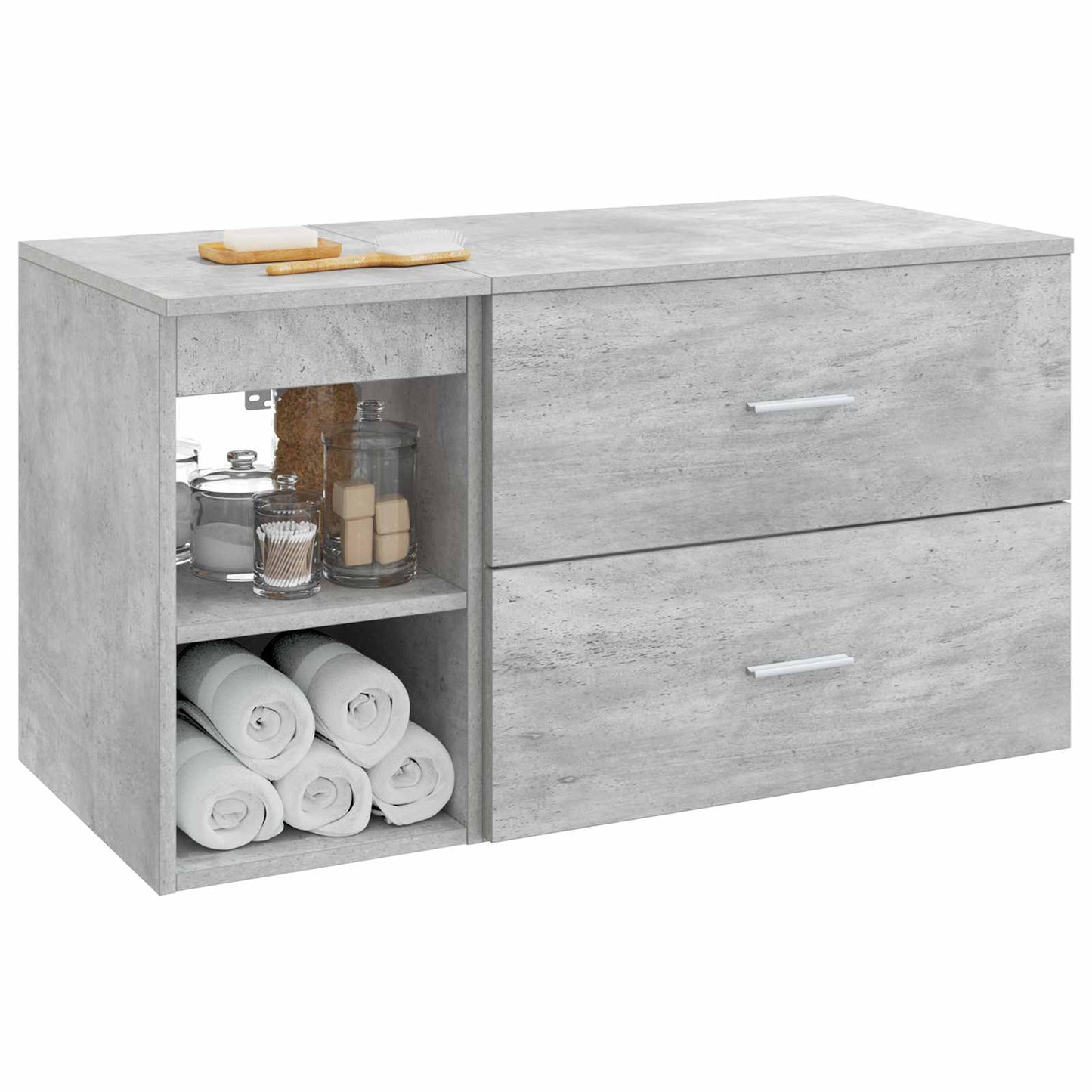 Set di mobili per il bagno 2 pz Grigio Cemento