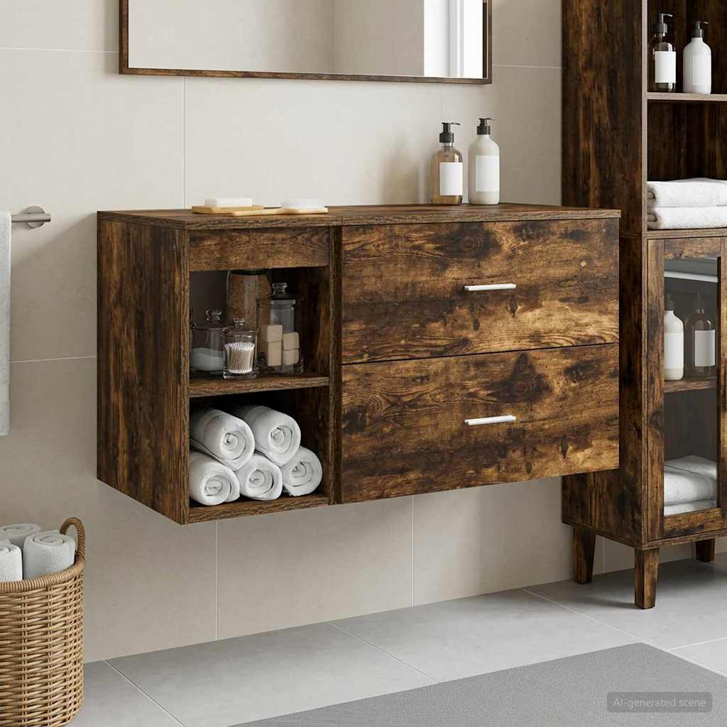 Set di mobili per il bagno 2 pcs Rovere Fumo | homemem39