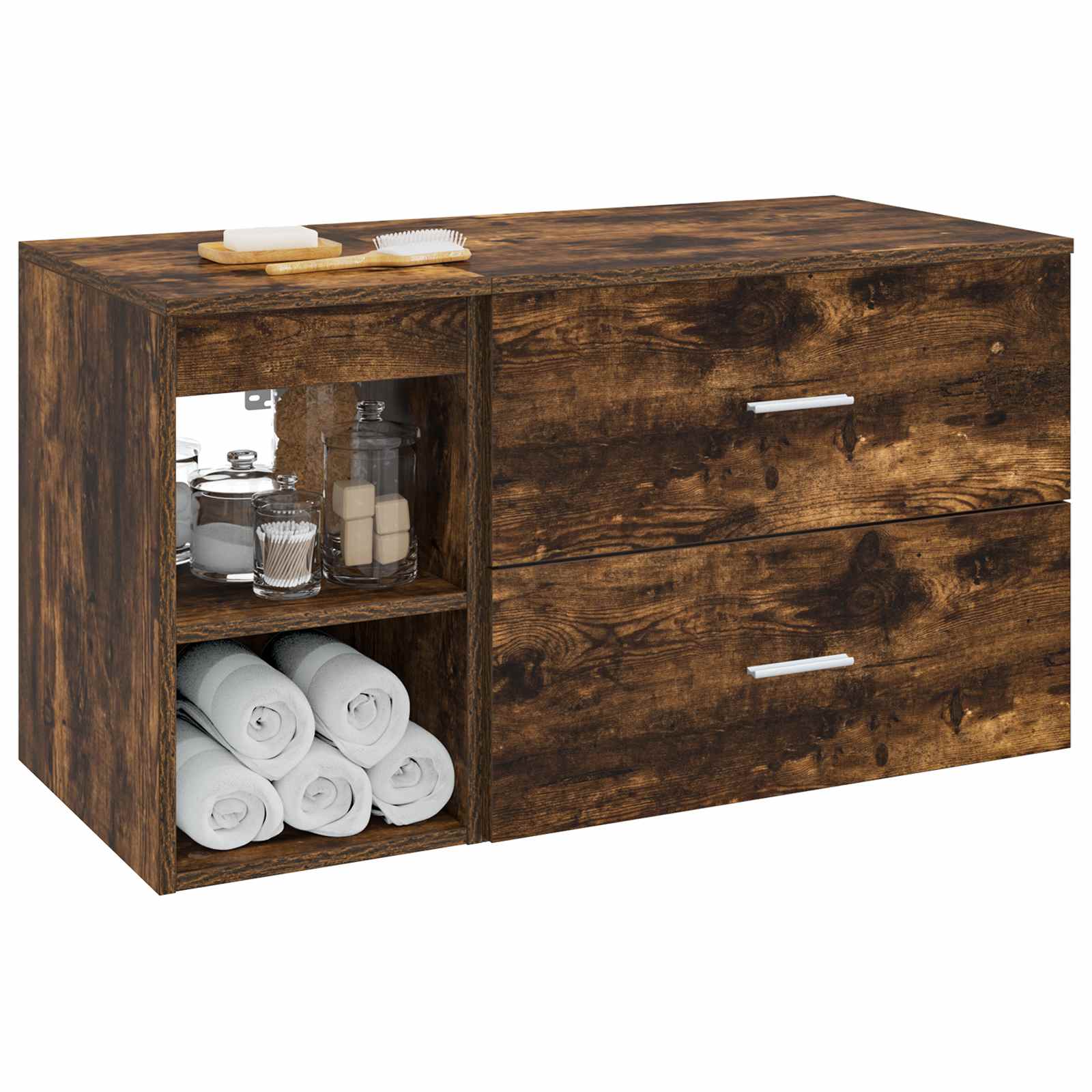 Set di mobili per il bagno 2 pcs Rovere Fumo | homemem39