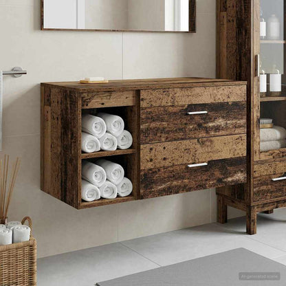 Set di mobili per il bagno 2 pz Legno antico