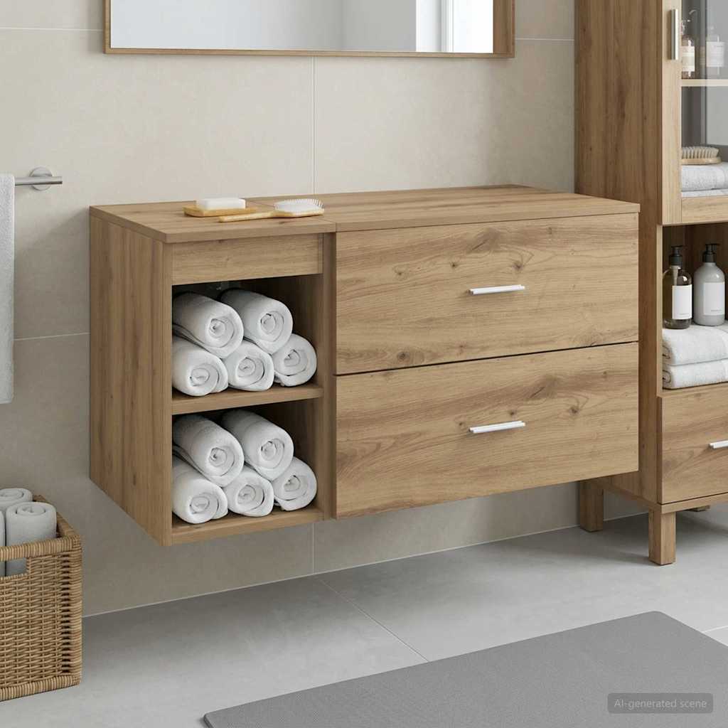 Set di mobili per il bagno 2 pz Rovere Artigianale | homemem39