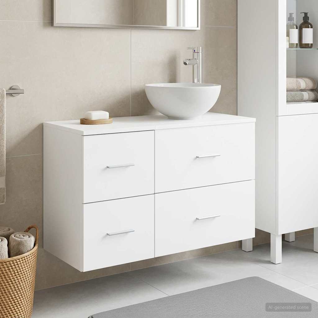 Set di mobili per il bagno 2 pcs Bianco Legno ingegnerizzato | homemem39