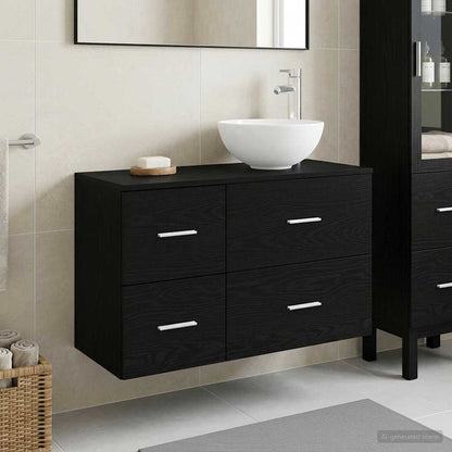 Set di mobili per il bagno 2 pz Rovere Nero