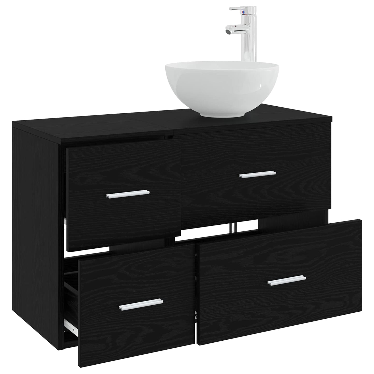 Set di mobili per il bagno 2 pcs Rovere Nero | homemem39