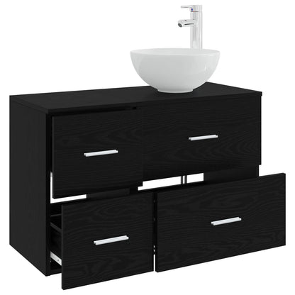 Set di mobili per il bagno 2 pcs Rovere Nero | homemem39