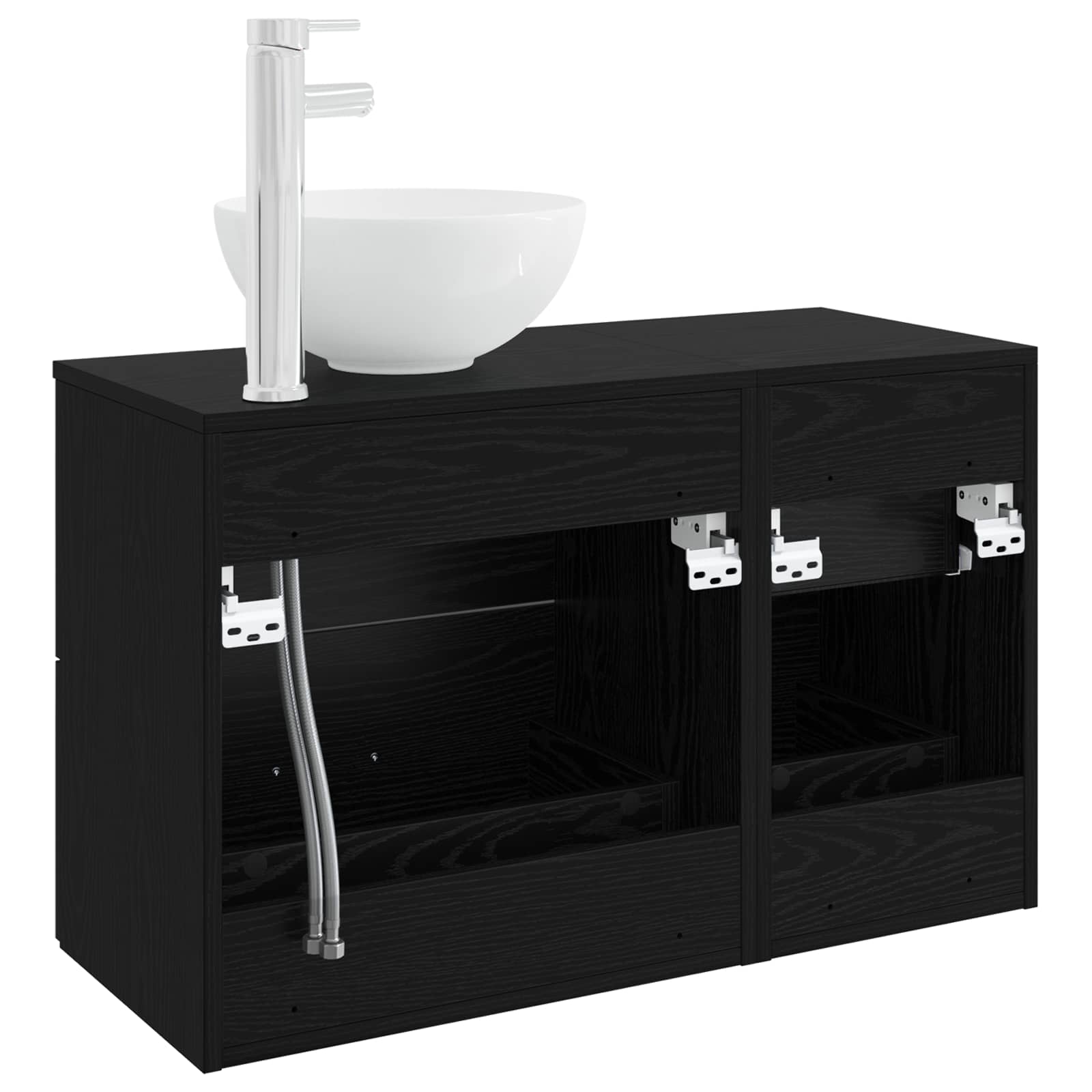Set di mobili per il bagno 2 pcs Rovere Nero | homemem39