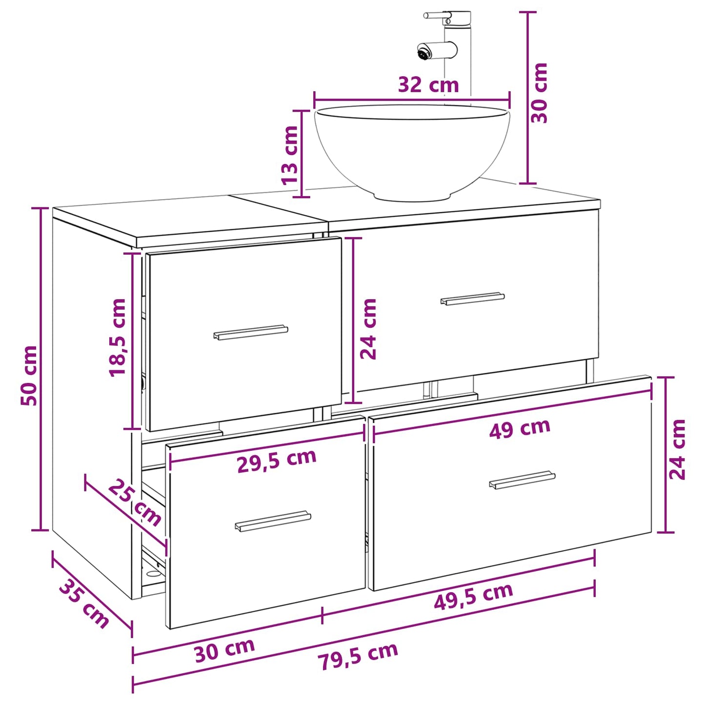 Set di mobili per il bagno 2 pcs Grigio Cemento | homemem39