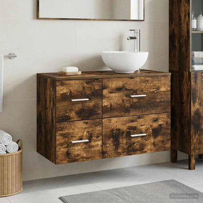 Set di mobili per il bagno 2 pz Rovere Fumo