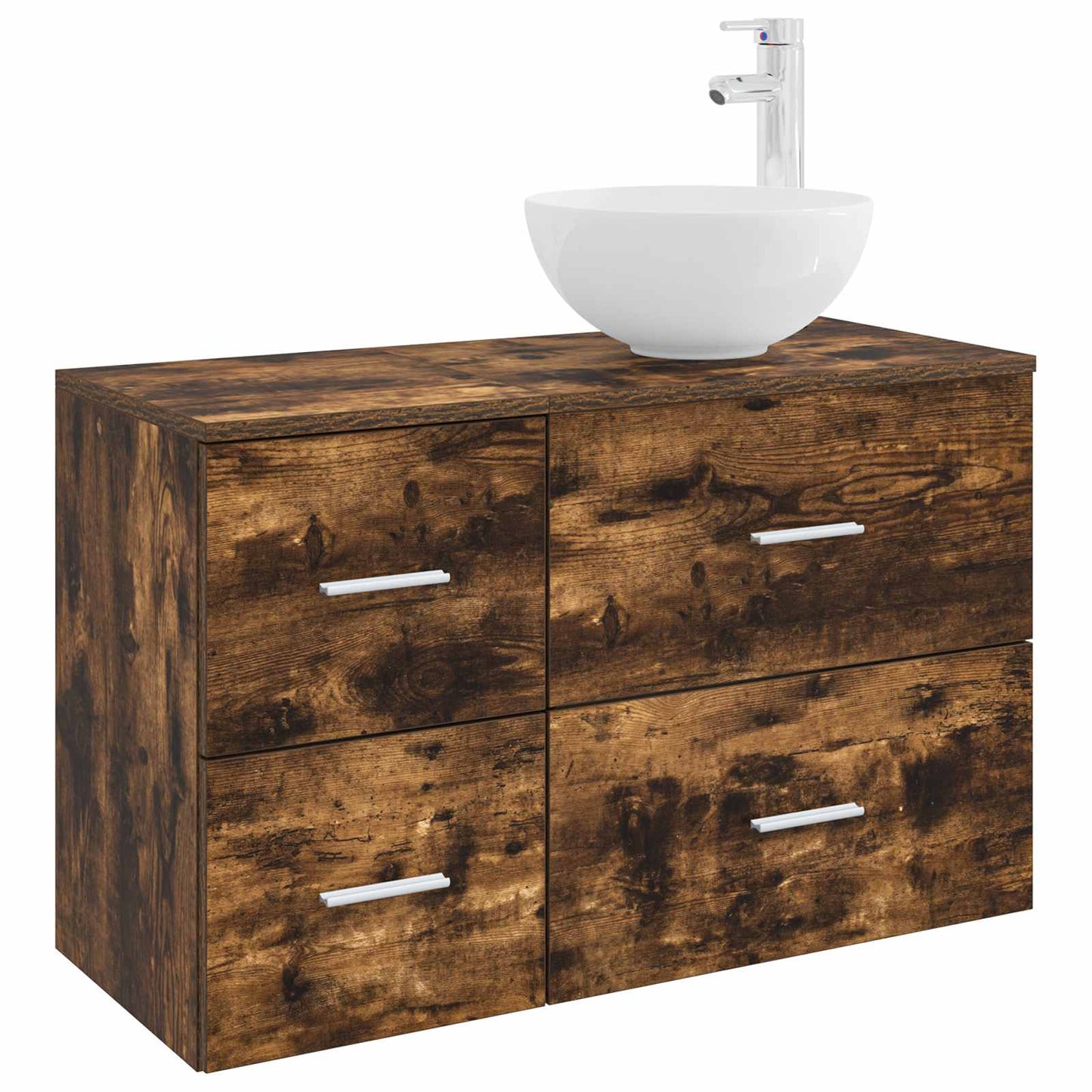 Set di mobili per il bagno 2 pz Rovere Fumo