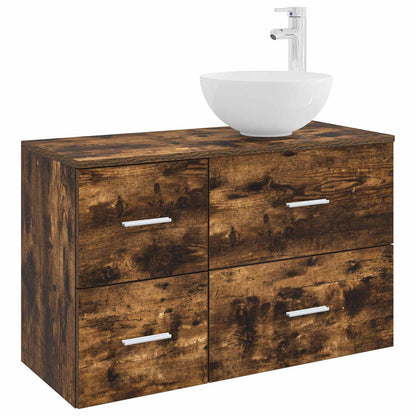 Set di mobili per il bagno 2 pz Rovere Fumo