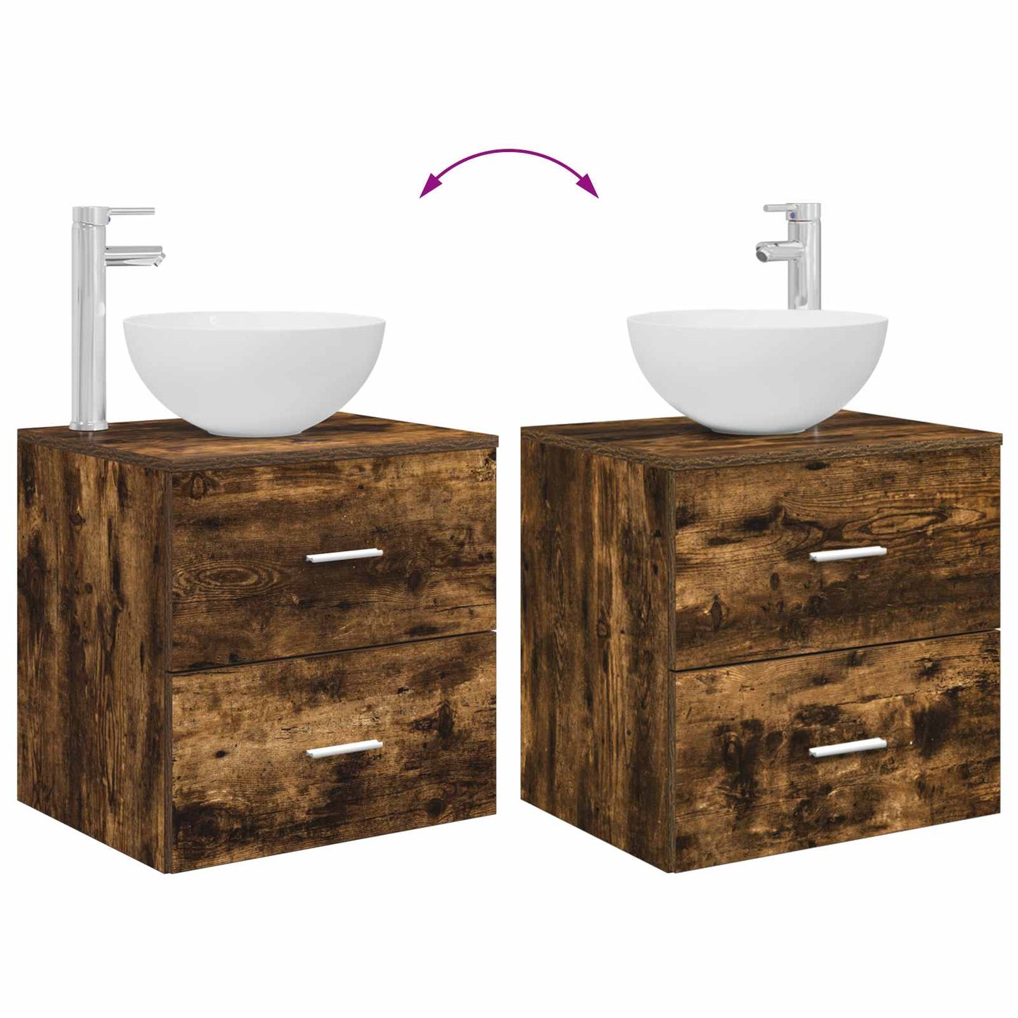 Set di mobili per il bagno 2 pcs Rovere Fumo | homemem39