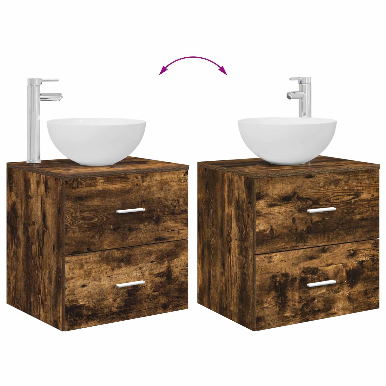 Set di mobili per il bagno 2 pcs Rovere Fumo | homemem39