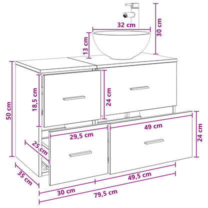 Set di mobili per il bagno 2 pcs Rovere Fumo | homemem39