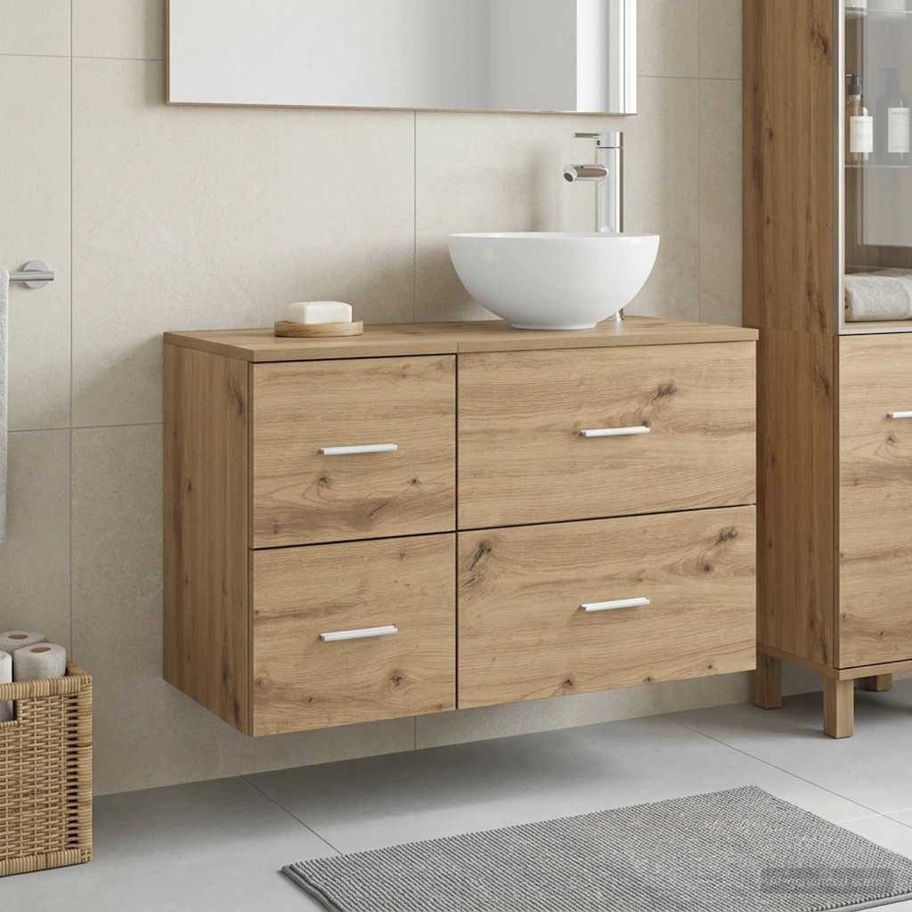Set di mobili per il bagno 2 pz Rovere Artigianale | homemem39