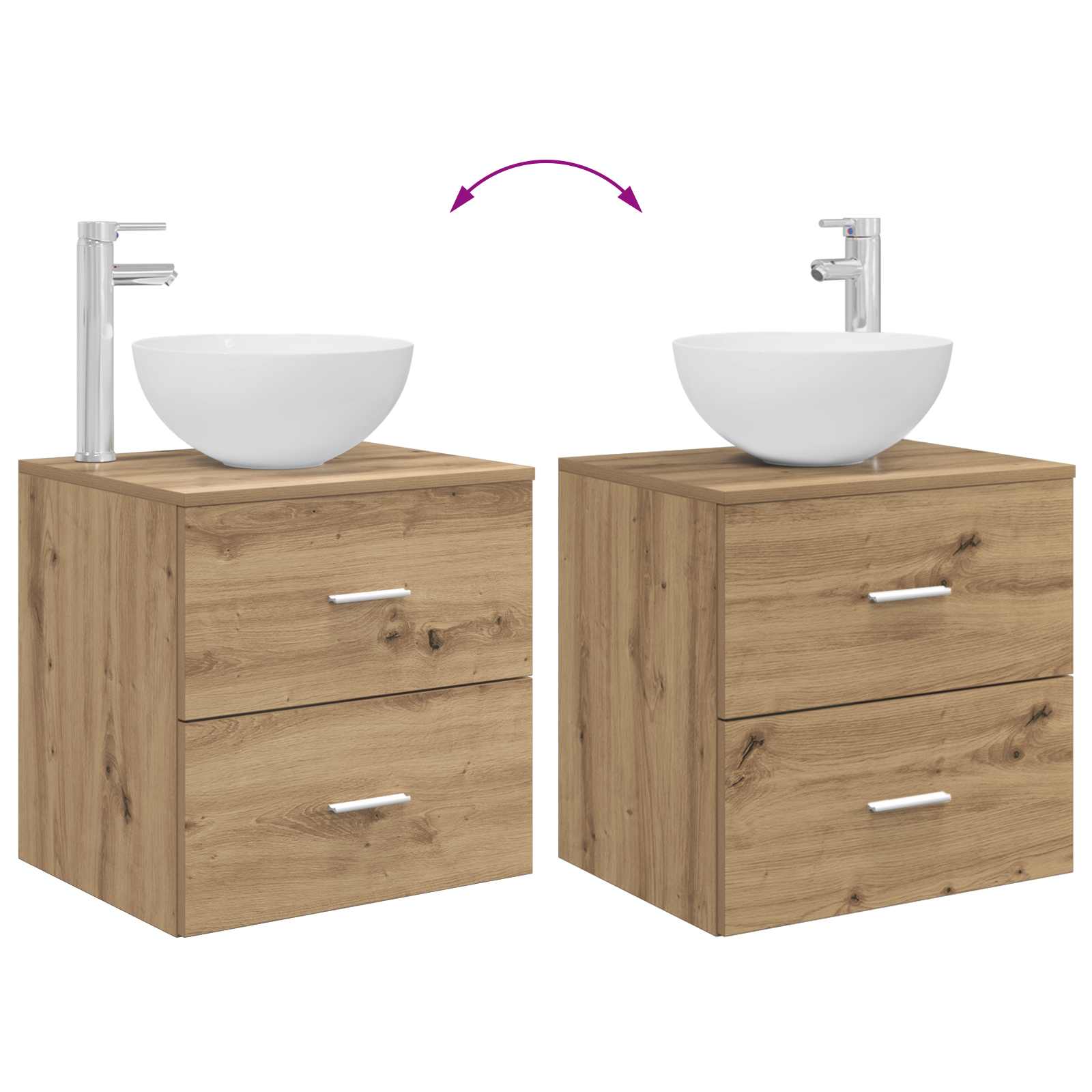 Set di mobili per il bagno 2 pz Rovere Artigianale | homemem39
