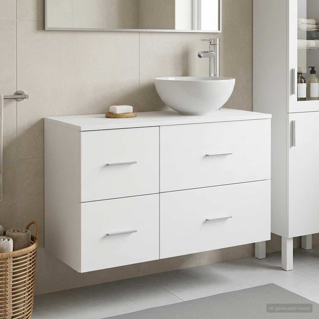 Set di mobili per il bagno 2 pcs Bianco Legno ingegnerizzato | homemem39