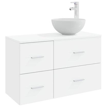 Set di mobili per il bagno 2 pcs Bianco Legno ingegnerizzato | homemem39