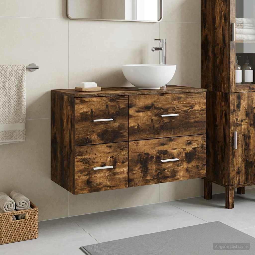 Set di mobili per il bagno 2 pcs Rovere Fumo | homemem39