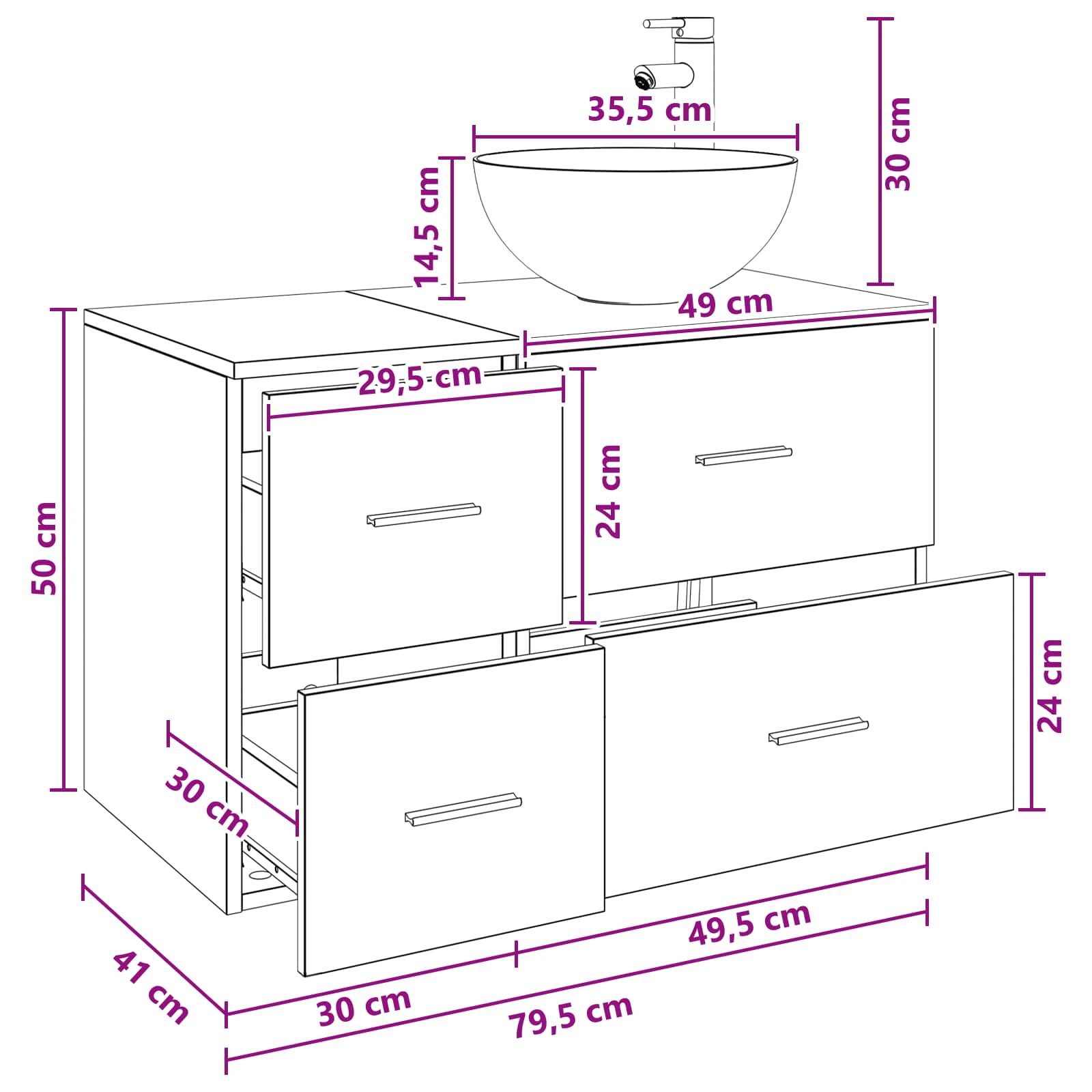 Set di mobili per il bagno 2 pcs Rovere Fumo | homemem39