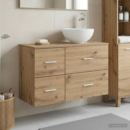 Set di mobili per il bagno 2 pz Rovere Artigianale | homemem39