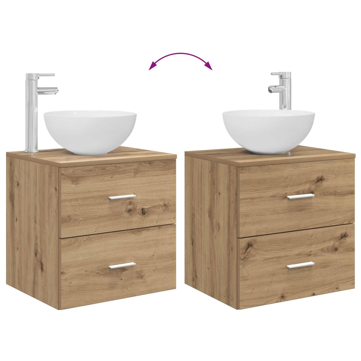 Set di mobili per il bagno 2 pz Rovere Artigianale | homemem39