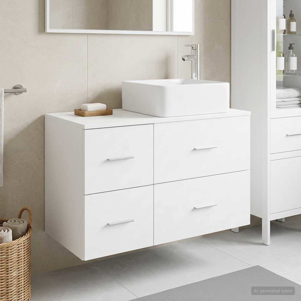 Set di mobili per il bagno 2 pcs Bianco Legno ingegnerizzato | homemem39