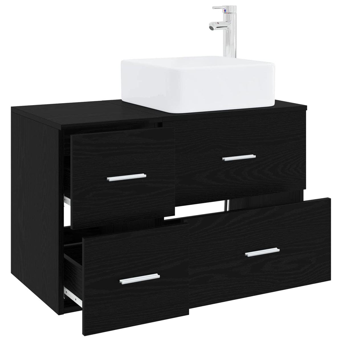 Set di mobili per il bagno 2 pcs Rovere Nero | homemem39