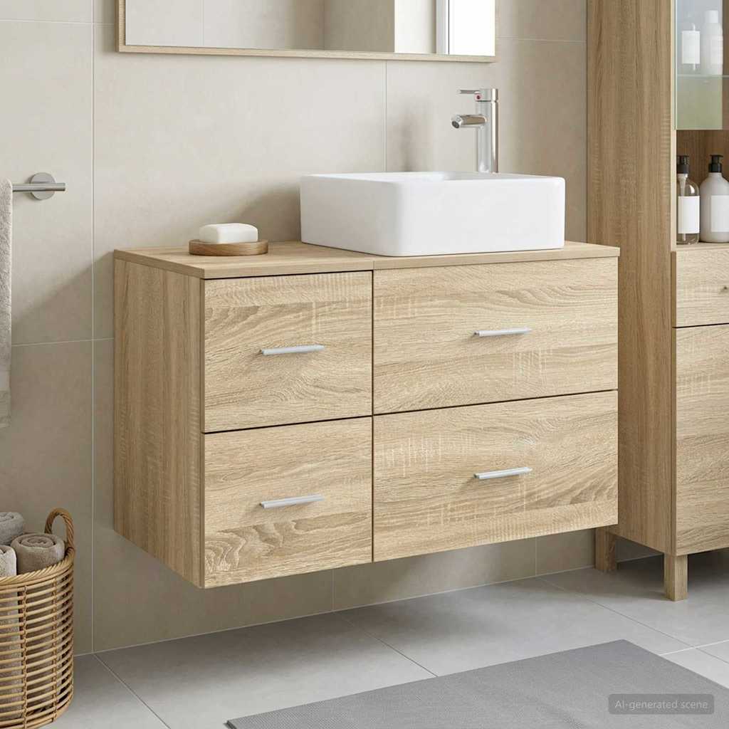 Set di mobili per il bagno 2 pz Rovere Sonoma