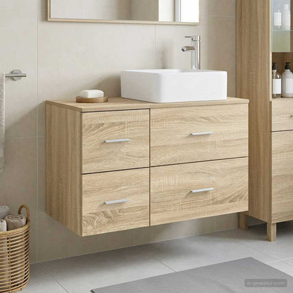 Set di mobili per il bagno 2 pz Rovere Sonoma