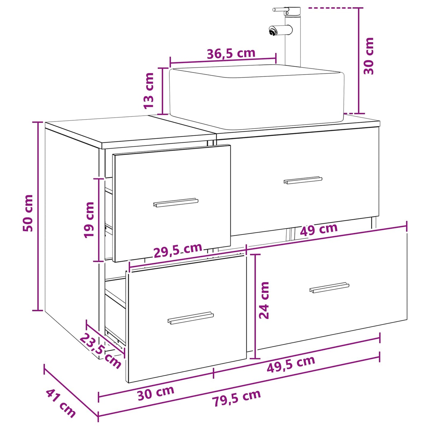 Set di mobili per il bagno 2 pcs Rovere Sonoma | homemem39