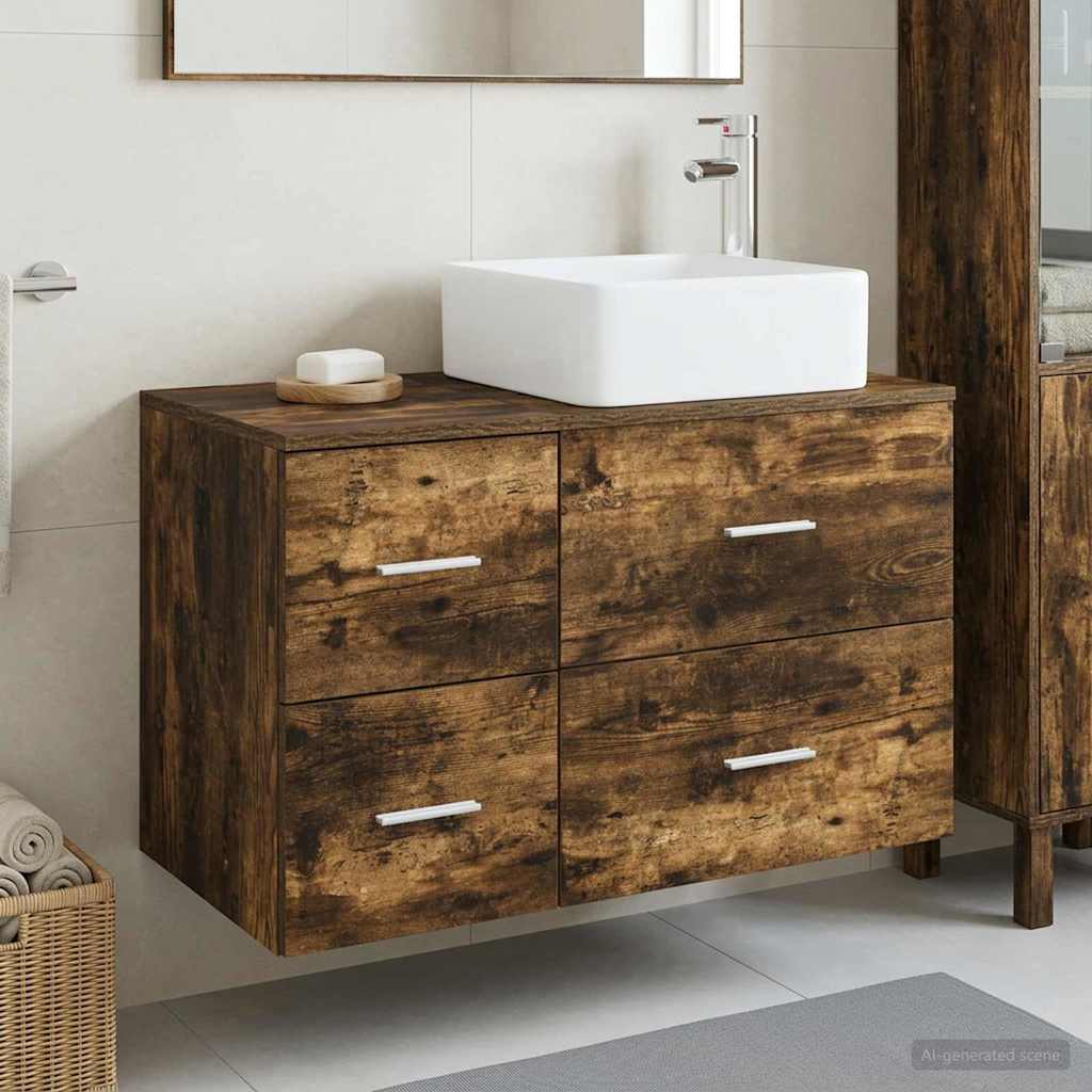 Set di mobili per il bagno 2 pcs Rovere Fumo | homemem39