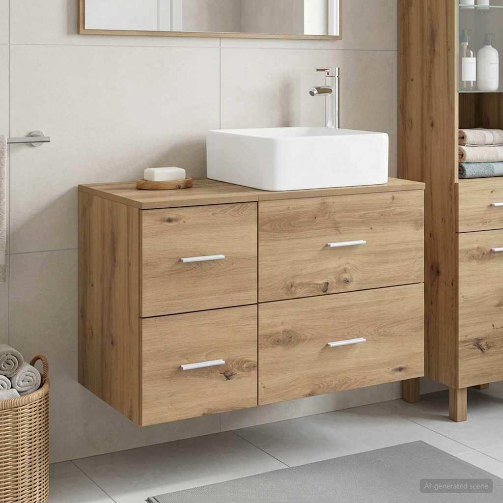 Set di mobili per il bagno 2 pz Rovere Artigianale | homemem39