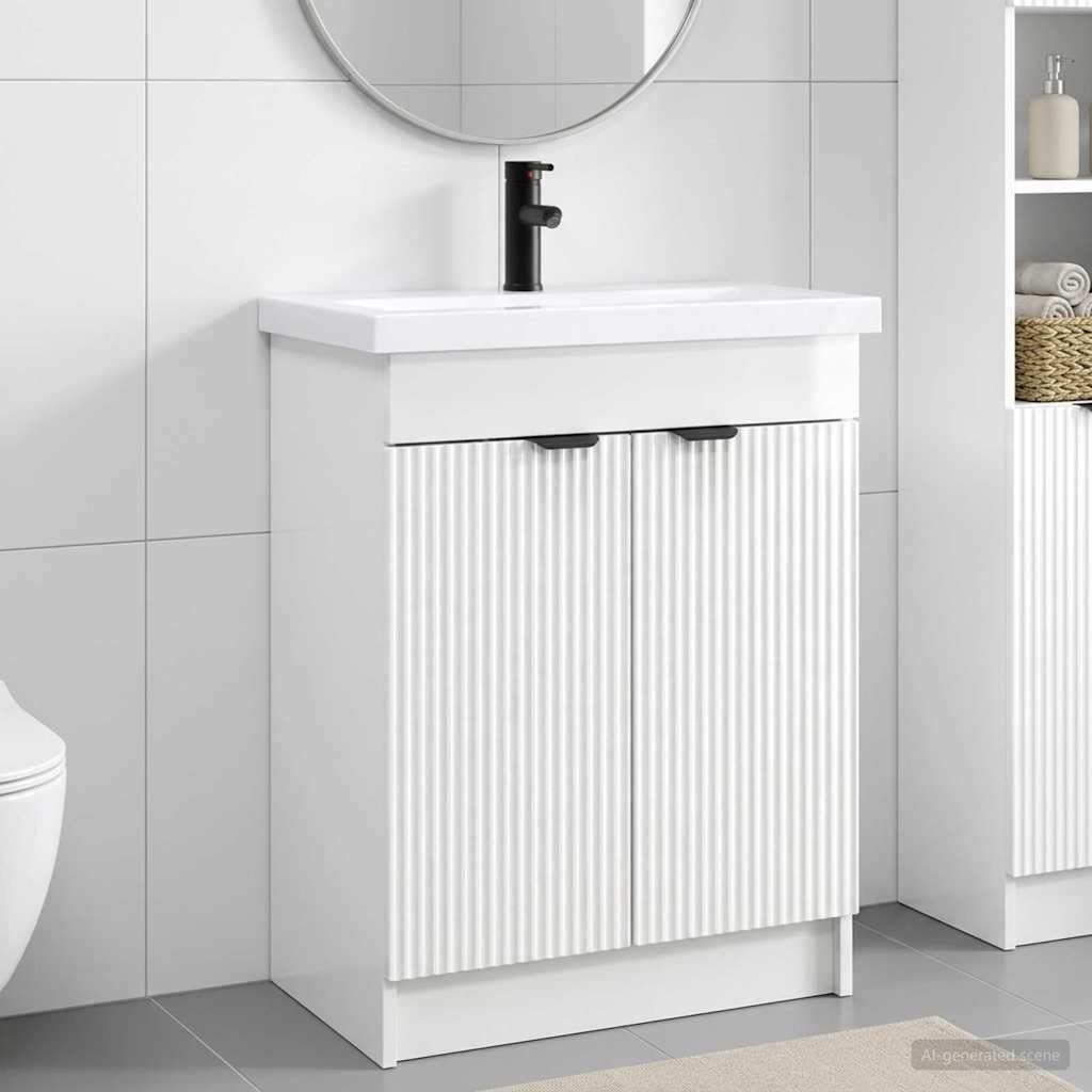 Set di mobili per il bagno Bianco Lucido 56 x 37,5 x 81 cm | homemem39