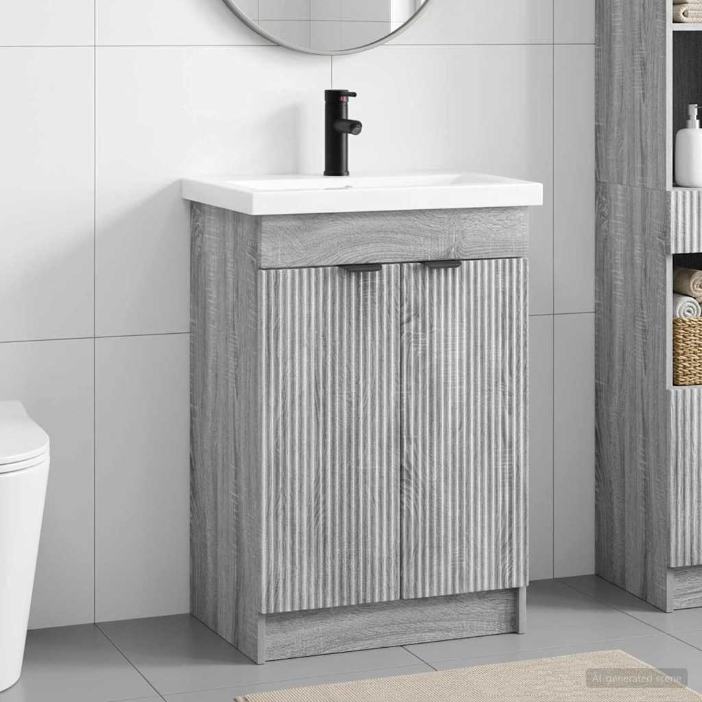 Set di mobili per il bagno Sonoma grigio 56 x 37,5 x 81 cm | homemem39