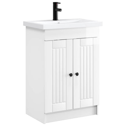 Set di mobili per il bagno Bianco Lucido 56 x 37,5 x 81 cm | homemem39