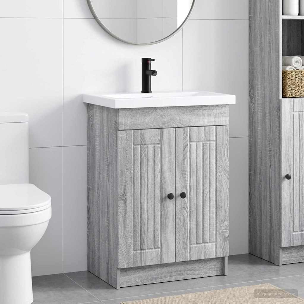 Set di mobili per il bagno Sonoma grigio 56 x 37,5 x 81 cm