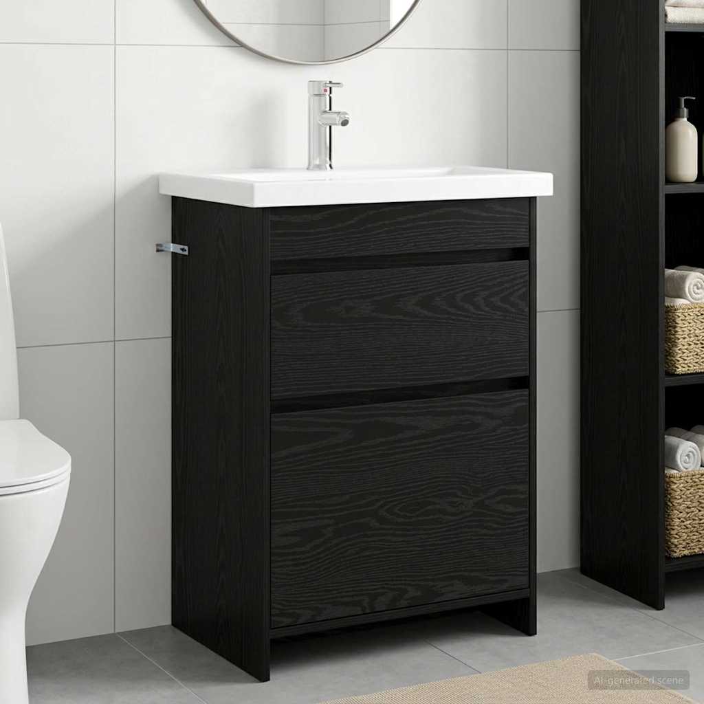 Set di mobili per il bagno Rovere Nero 61 x 40 x 84,5 cm | homemem39