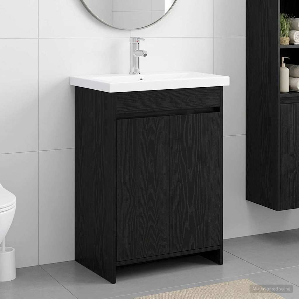 Set di mobili per il bagno Rovere Nero 61 x 40 x 84,5 cm | homemem39
